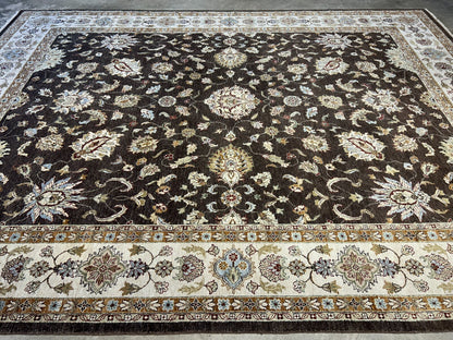 9'x11'10" Hand-Knotted 100% Wool Pile Pishawar Rug