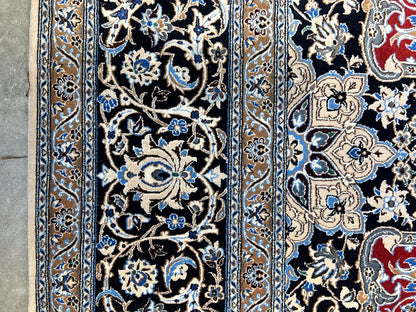 6'8"x10' Very Fine Hand-Knotted Wool & Silk Naine Rug - Area Carpet