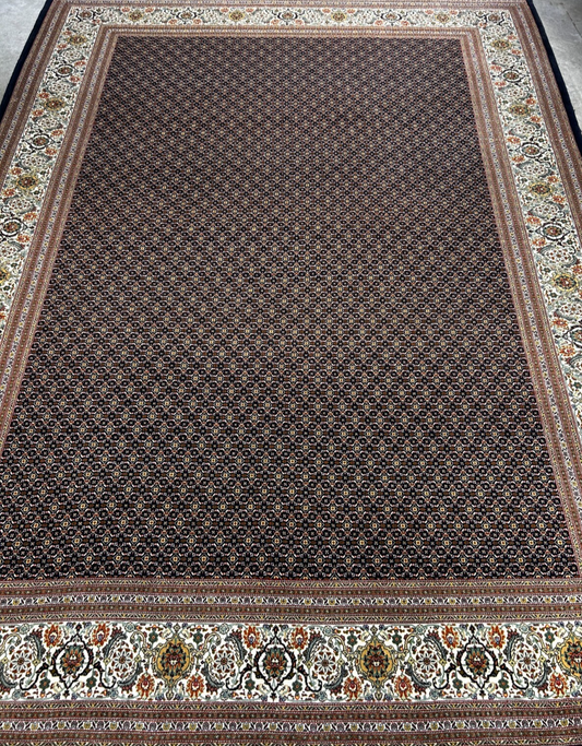 8'4"x11'2" Fine Hand-Knotted 100% Wool Pile Tabrize Fish Style Rug - Carpet