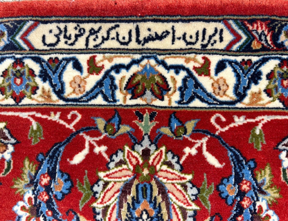 6'9"x10'3" Extra-Fine Hand-Knotted Wool & Silk Blend Isfahane Area Rug - Signed