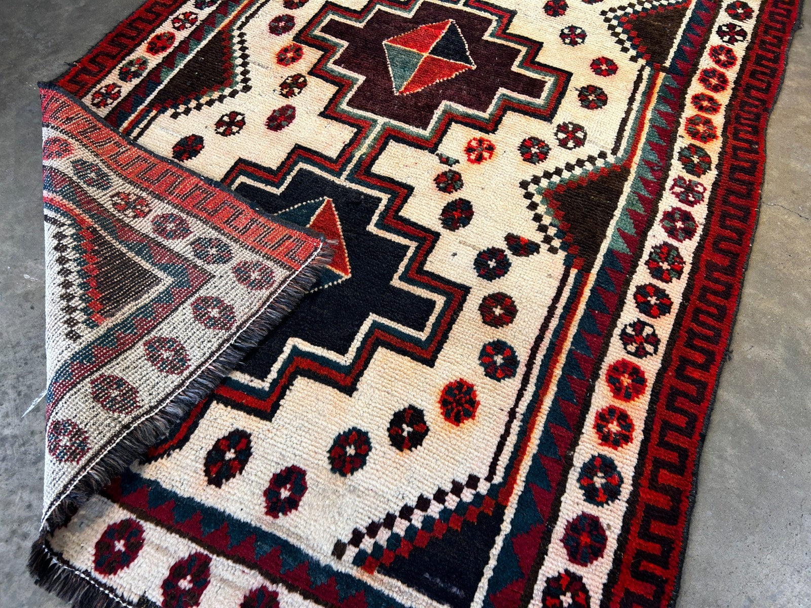 4'3" x 6'7" Hand-Knotted 100% Wool Pile Hamadane Area Rug - Carpet