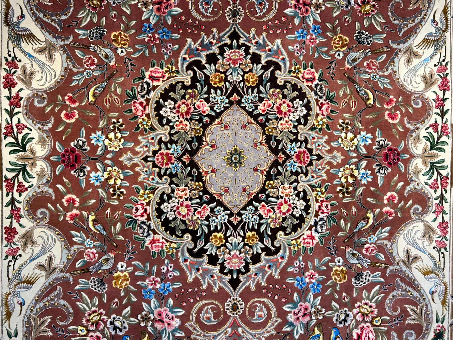 6'9"x9'10" Extra-Fine Hand-Knotted Wool & Silk Blend Tabrize Carpet - Area Rug