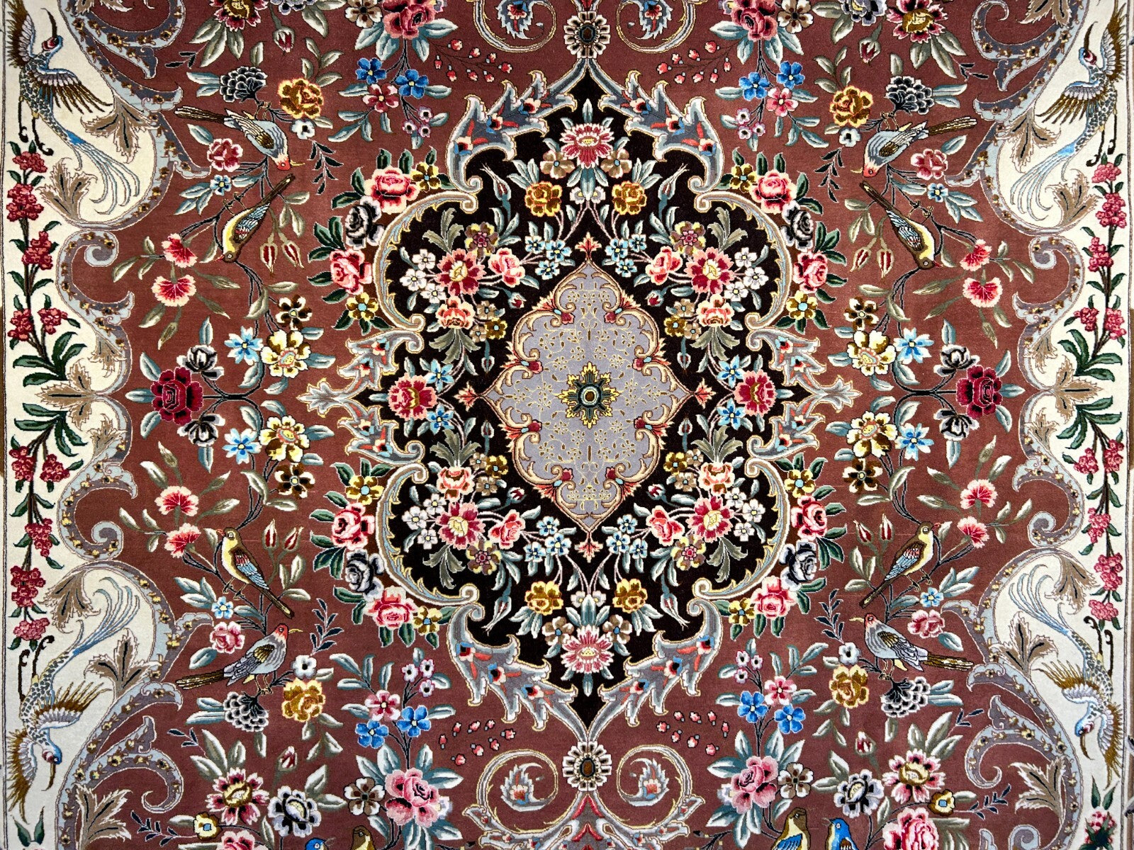 6'9"x9'10" Extra-Fine Hand-Knotted Wool & Silk Blend Tabrize Carpet - Area Rug