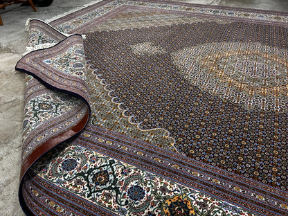 8'3"x11'6" Fine Hand-Knotted Wool & Silk Oriental Rug - Area Carpet