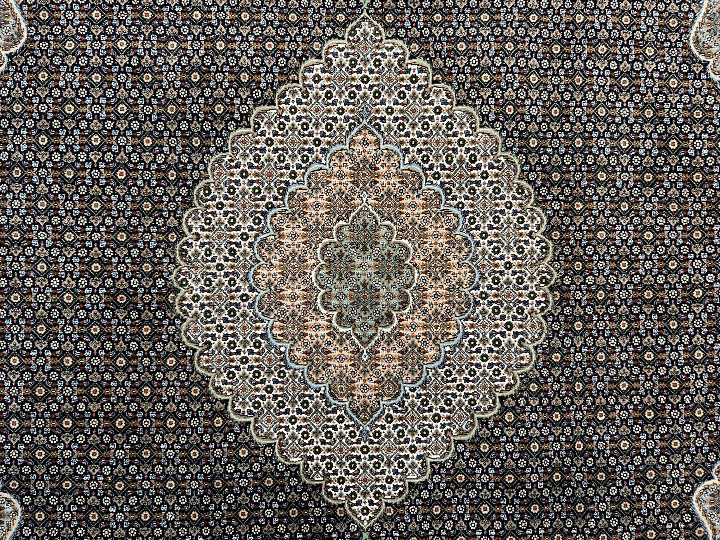 6'7"x9'10" Fine Hand-Knotted Wool & Silk Blend Tabrize Mahi Carpet - Area Rug