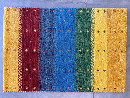 1'11"x2'10" Hand-Knotted 100% Wool Pile Gabbeh Rug