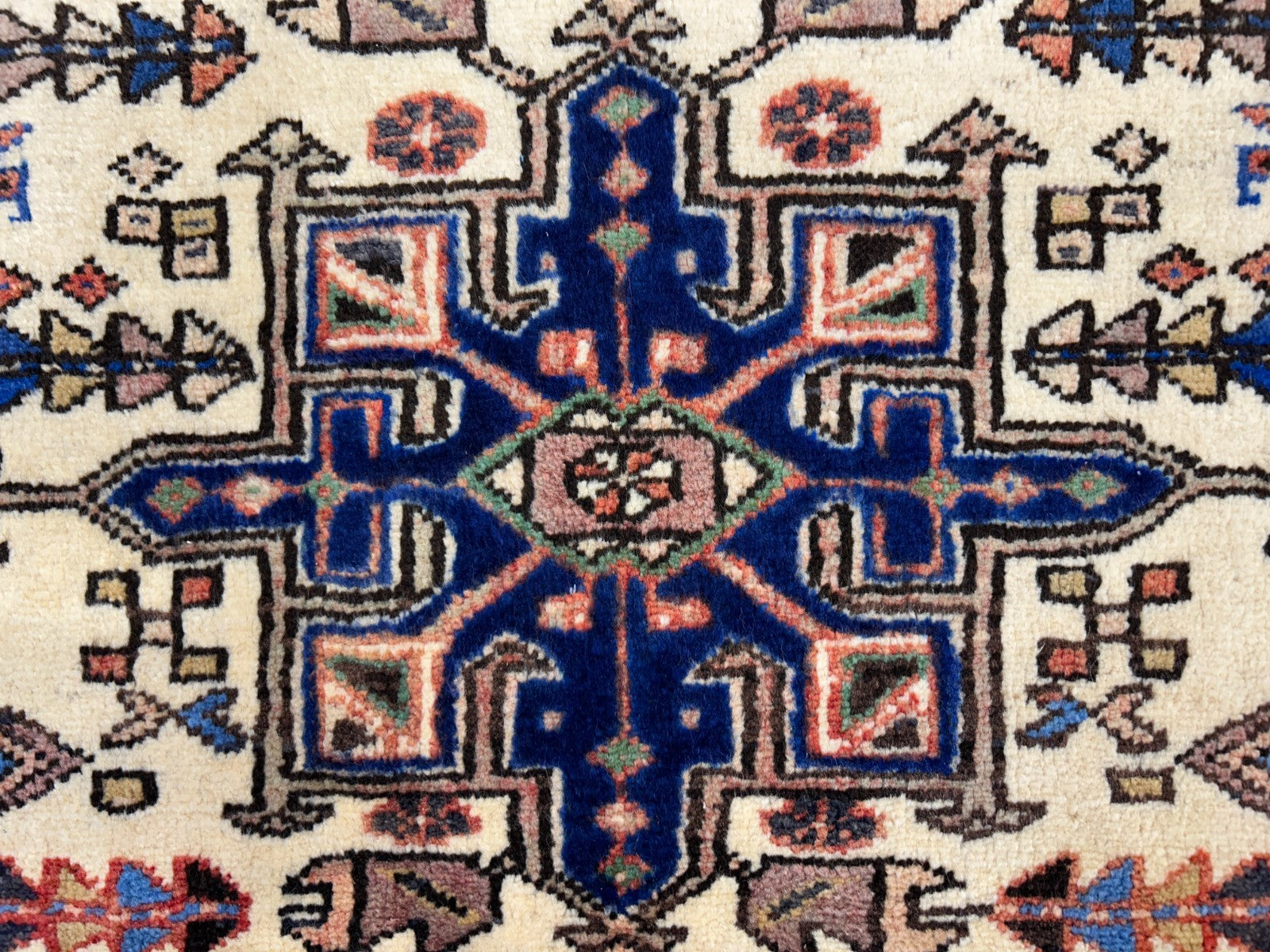 3'8"x5'2" Hand-Knotted 100% Wool Pile Karaja Area Rug - Carpet