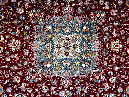8'x11'7" Extra-Fine 70 Line Silk Foundation Hand-Knotted Wool & Silk Tabrize Rug