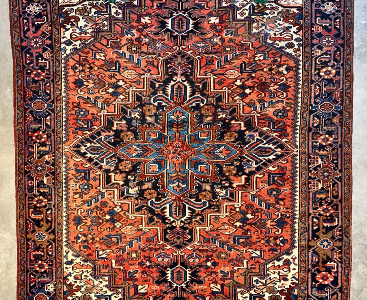 7'5"x11'1" Hand-Knotted 100% Wool Pile Herize Rug