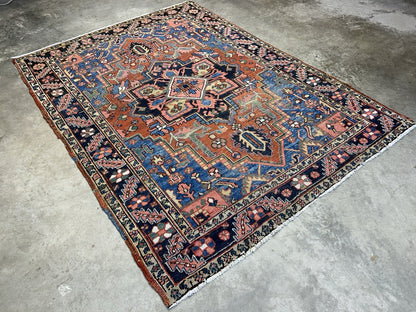 Collector Item- 5’x6’10” Antique Hand-Knotted 100% Wool Pile Serapie Area Rug