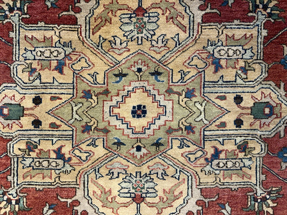 7'3"x10'3" Fine Hand-Knotted 100% Wool Pile IndoHeriz Rug