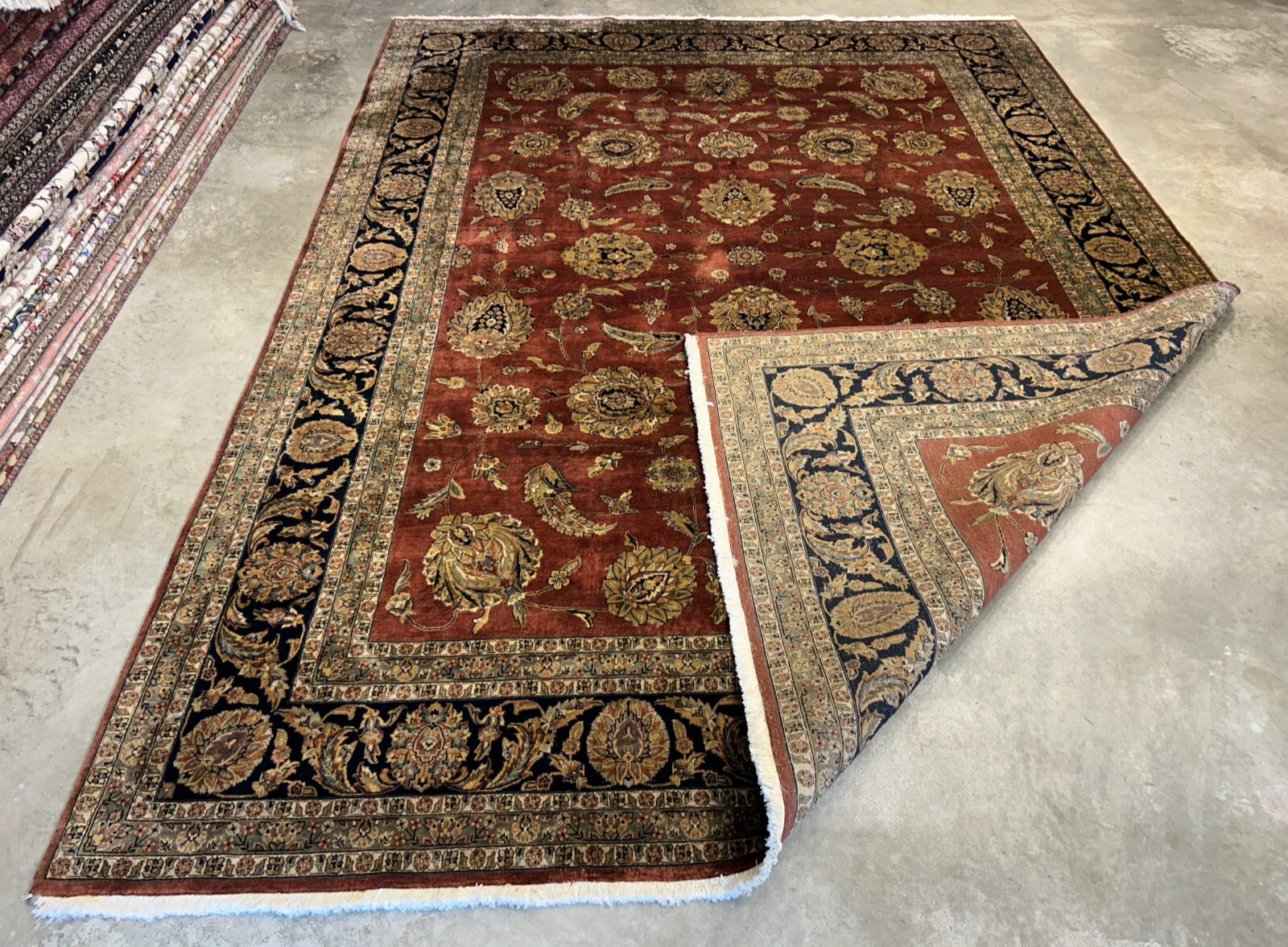 8'10"x12'3" Hand-Knotted 100% Wool Pile Indian Rug
