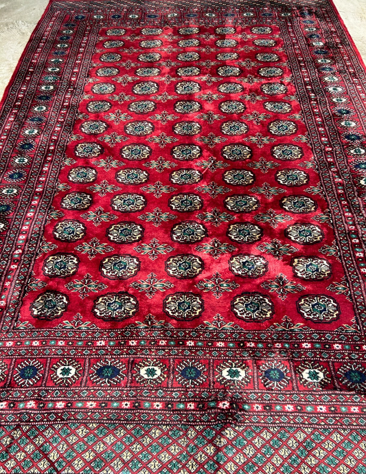6'1" x 8'10" Hand-Knotted 100% Wool Pile Bokhara Area Rug - Handmade Carpet