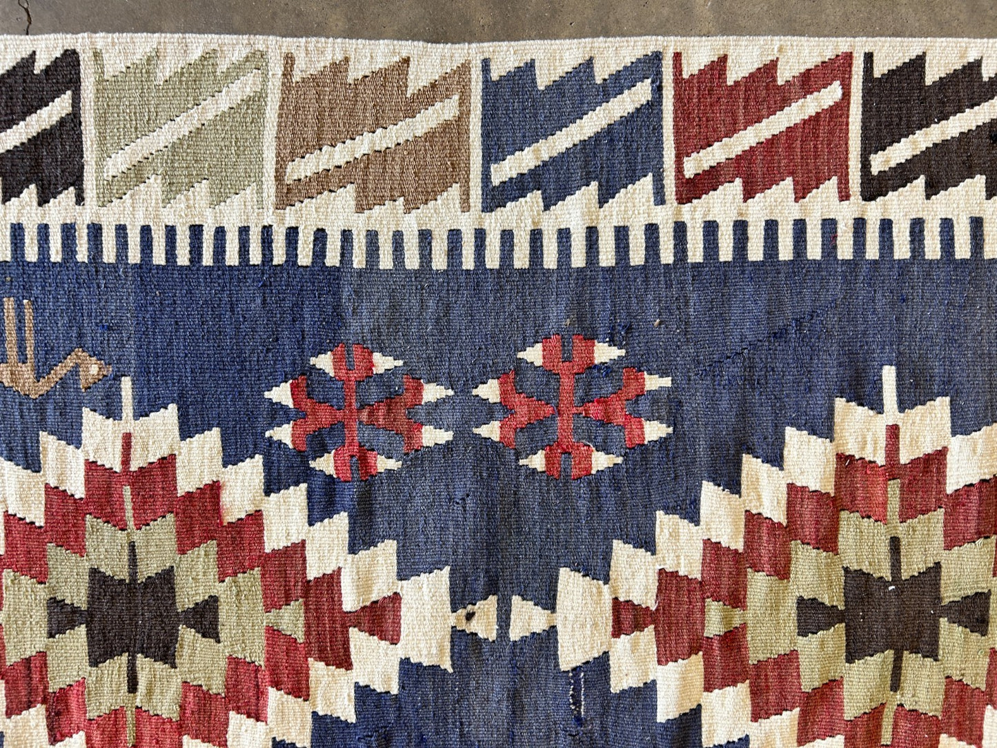 3'2x5'4" Hand-Knotted 100% Wool Flat-Weave Turkish Rug