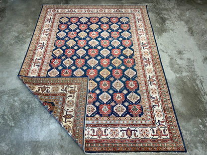 8'9"x11'11" Hand-Knotted 100% Wool Pile Kazak Design Carpet - Area Rug
