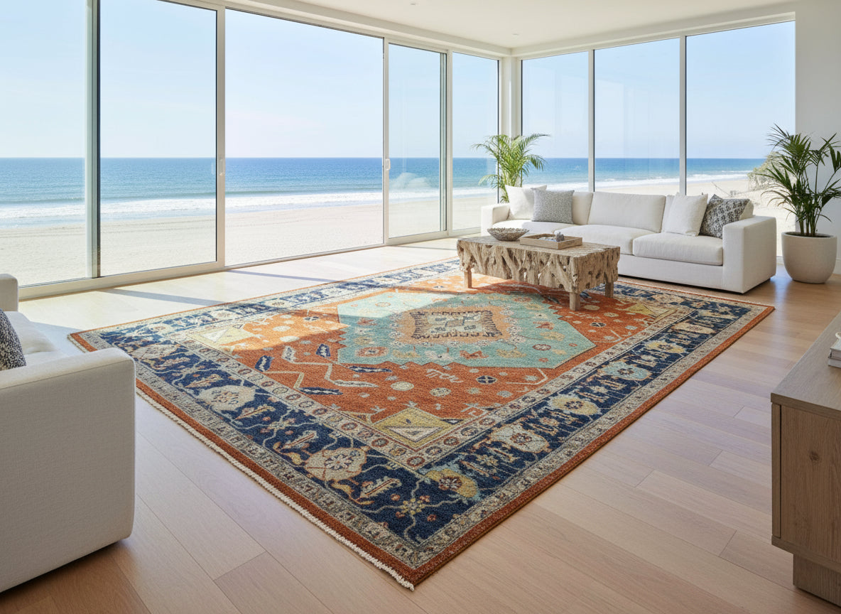 9'2"x11'11" Hand-Knotted 100%  Wool Pile IndoSerapi Rug