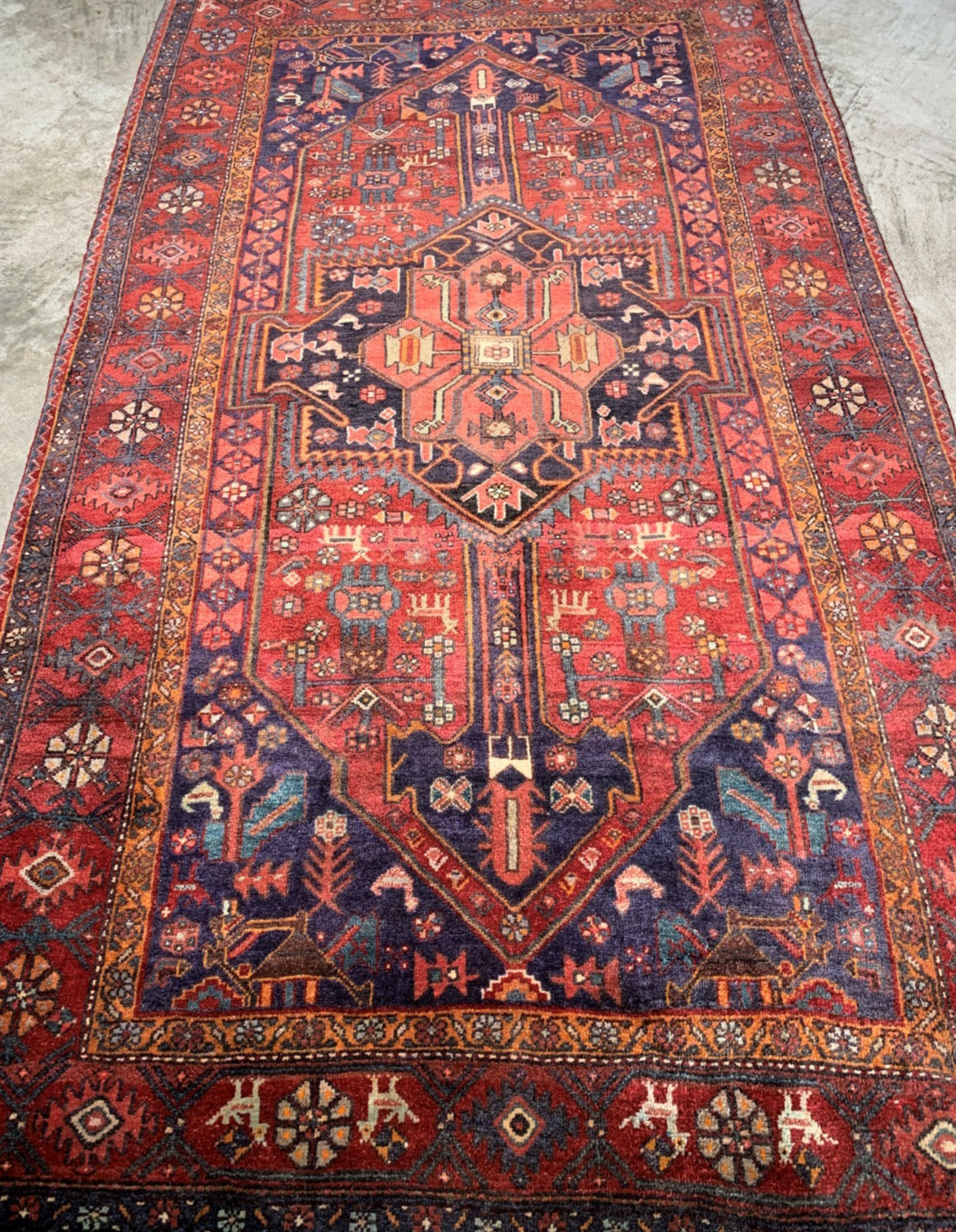 Collector  Item - 4'3"x7'7" Antique Fine 100%  Wool Pile Bidjare Area Rug