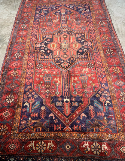 Collector  Item - 4'3"x7'7" Antique Fine 100%  Wool Pile Bidjare Area Rug
