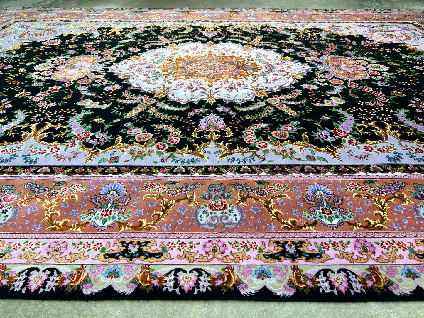 6'8"x10' Extra-Fine Hand-Knotted Wool & Silk Blend Tabrize Carpet - Area Rug