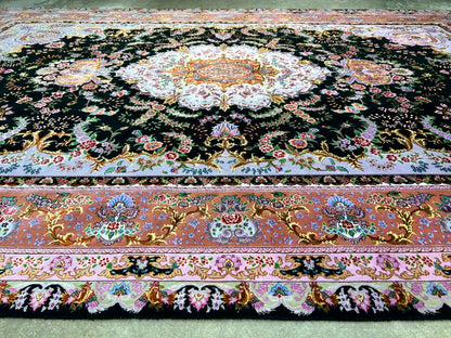 6'8"x10' Extra-Fine Hand-Knotted Wool & Silk Blend Tabrize Carpet - Area Rug