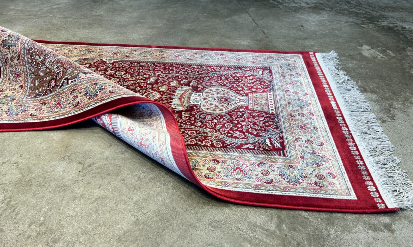 2'8"x4'1" Hand-Knotted 100% Silk Persiane Style Prayer Rug