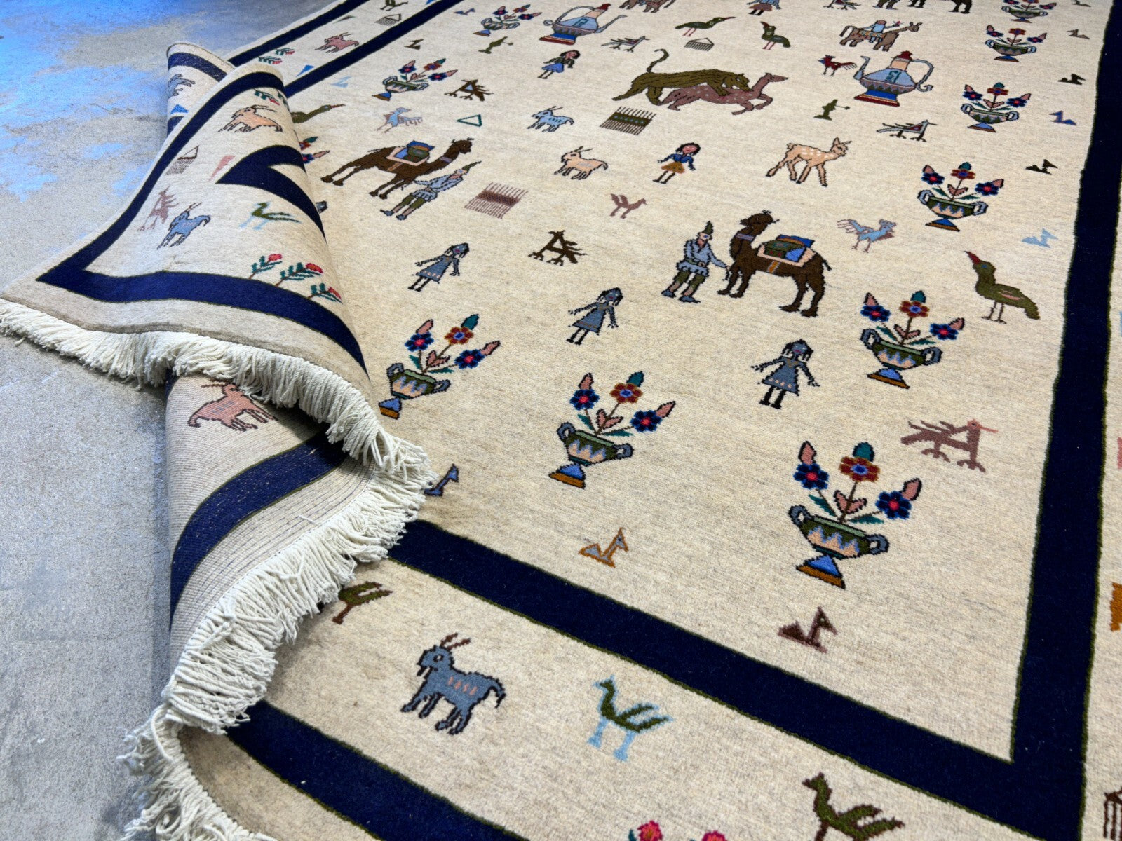 6'3"x9'4" Hand-Knotted 100% Wool Pile Gabeh Carpet - Area Rug