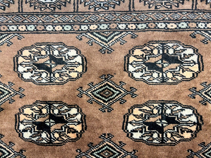 3'1"x5' Hand-Knotted 100% Wool Pile Bokhara Rug