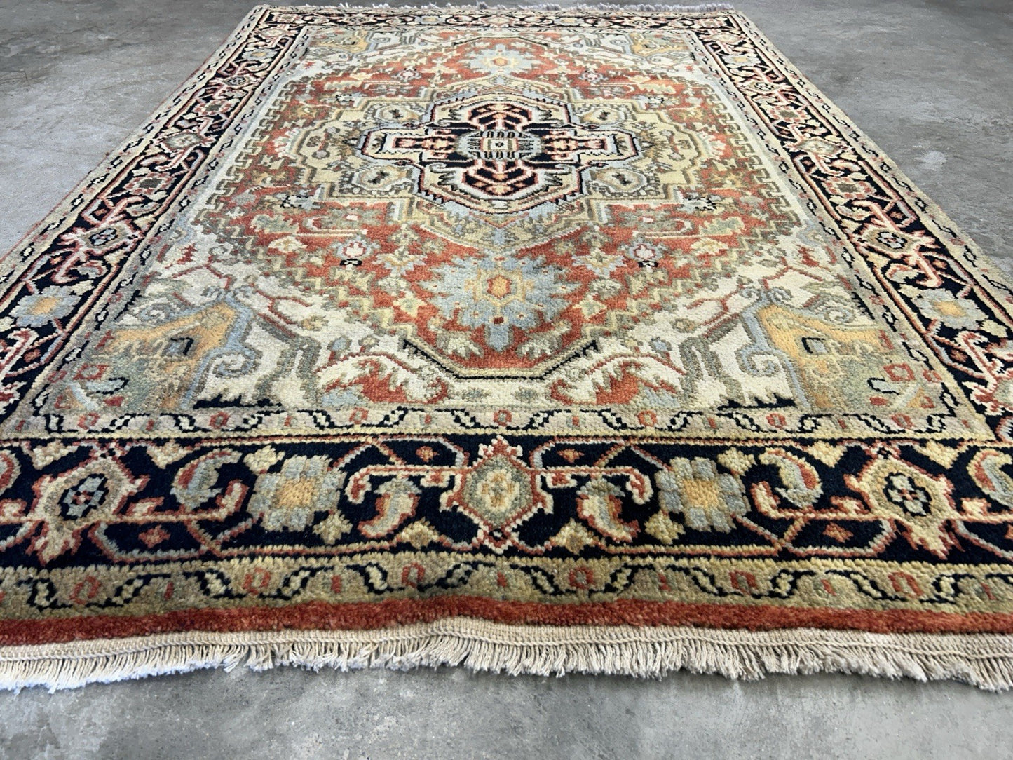 4’1”x6’1” Hand-Knotted 100% Wool Indoserapi Area Rug - Carpet