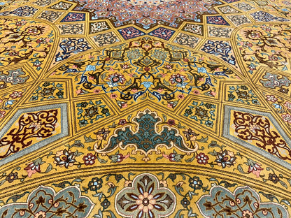 9'8"x12'11" Exquisite Signed Hand-Knotted 100% Silk Qume Rug