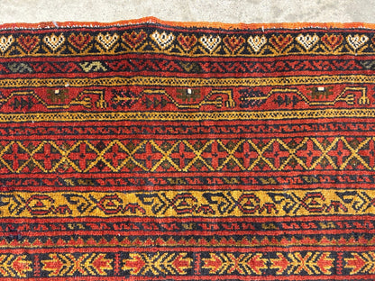 3'10"x6'3" Vintage Hand-Knotted 100% Wool Pile Oriental Area Rug - Carpet