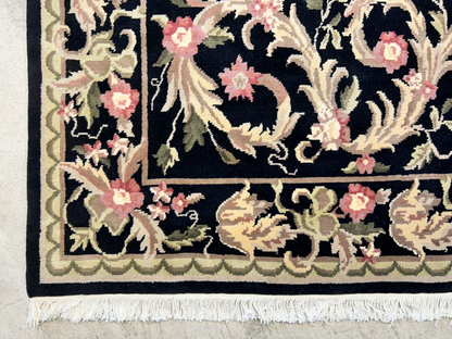 6'x9'2" Hand-Knotted 100% Wool Pile Indo-Tabati Carpet - Area Rug