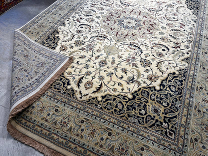8'1"x12'1" Very Fine Hand-Knotted 100% Wool India Naine Rug - Area Carpet