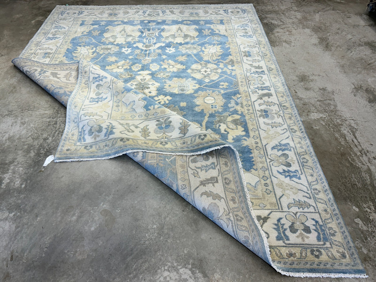 9'1"x12'2" Hand-Knotted 100% Wool Pile Oushak Rug
