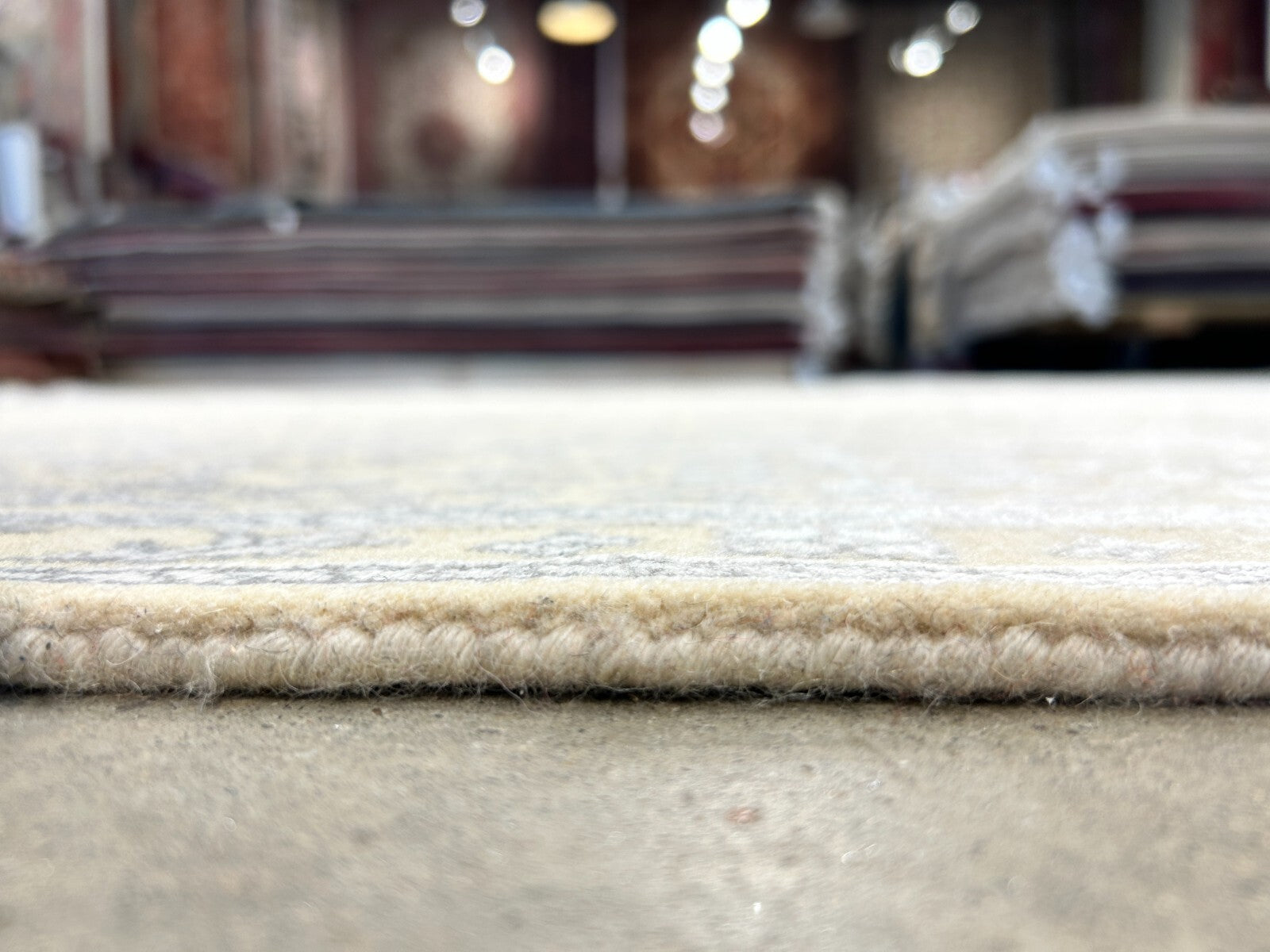 8' x 10'1" Hand-Knotted Silver 100% Wool Carpet - Indian All-Over Area Rug - 3D