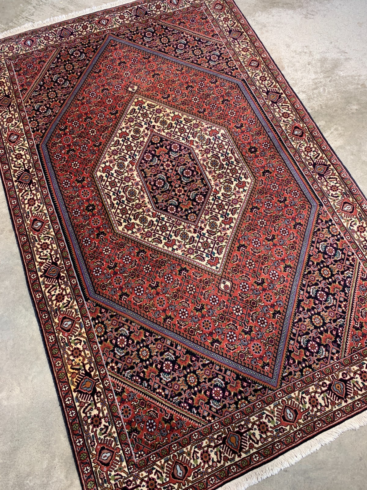 3'8"x5'9" Hand-Knotted 100% Wool Pile Bijare Carpet - Area Rug