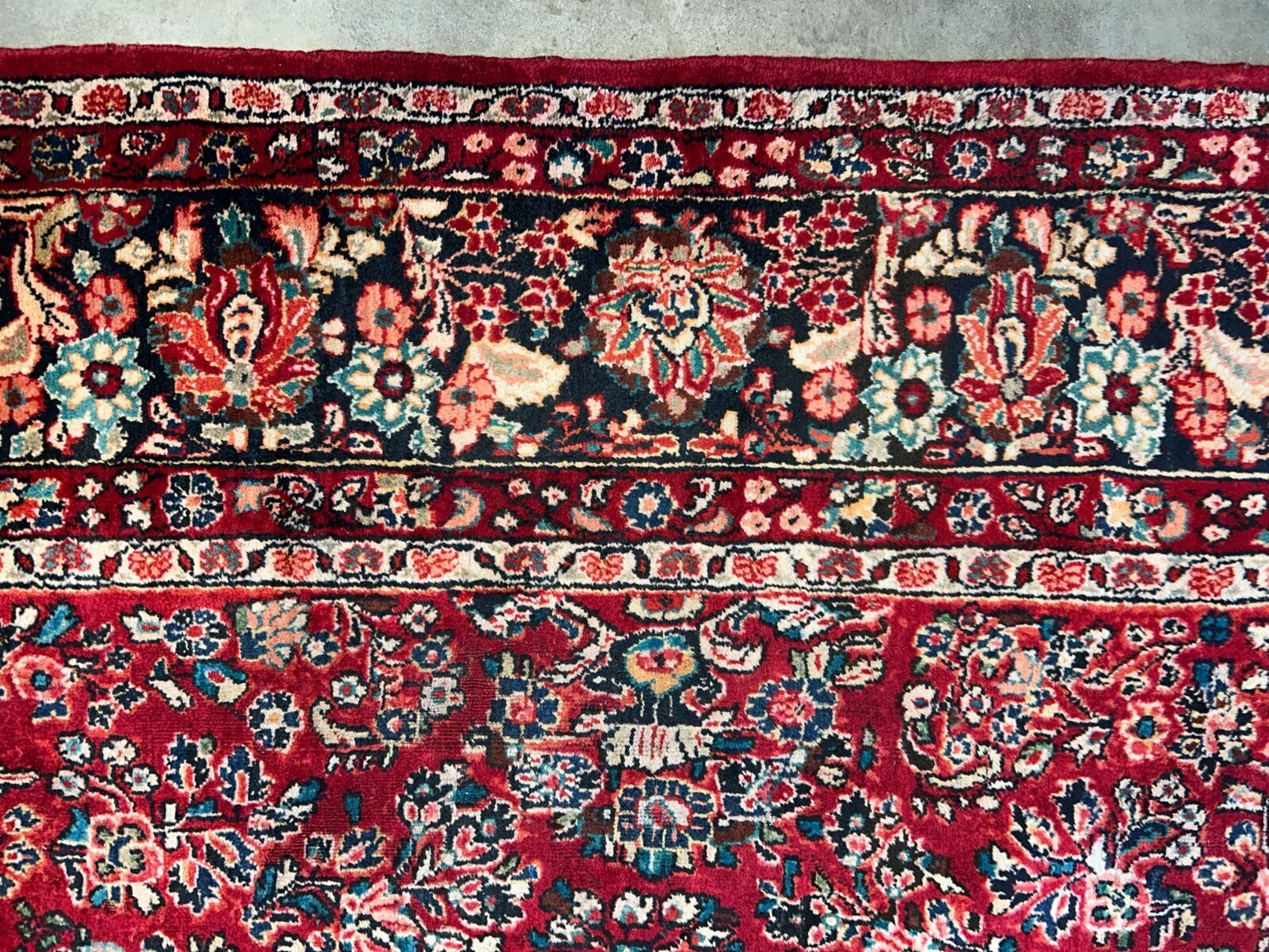 8'10"x12'2" Antique Fine Lamb Wool Sarouke Rug Hand-knotted Carpet