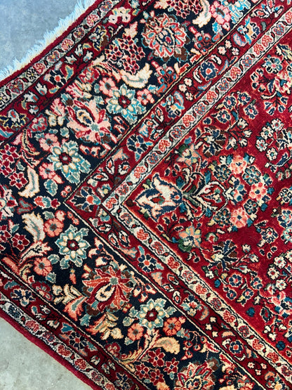 8'10"x12'2" Antique Fine Lamb Wool Sarouke Rug Hand-knotted Carpet