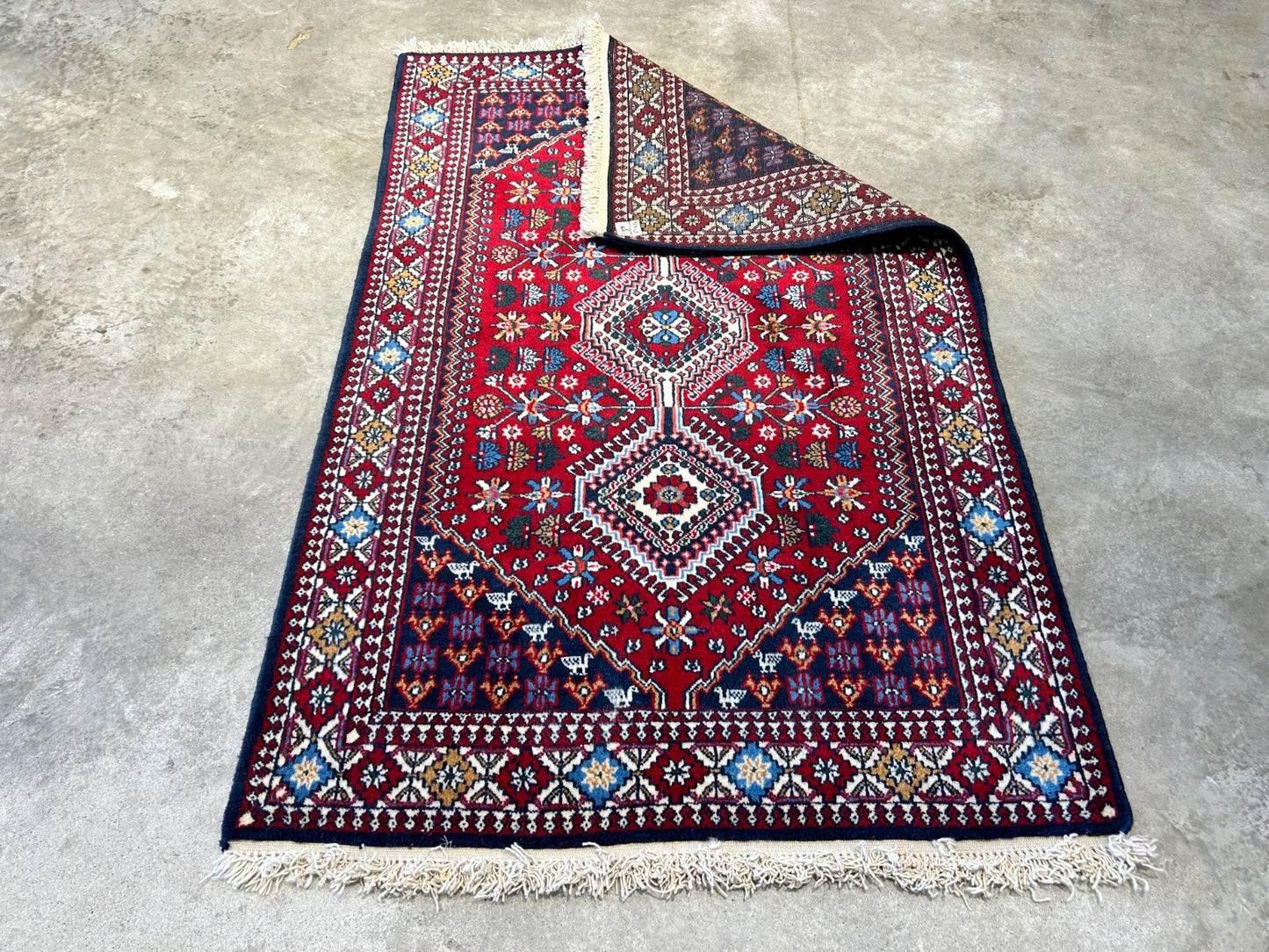 3'3"x5' Hand-Knotted 100% Wool Pile Yalamehe Rug