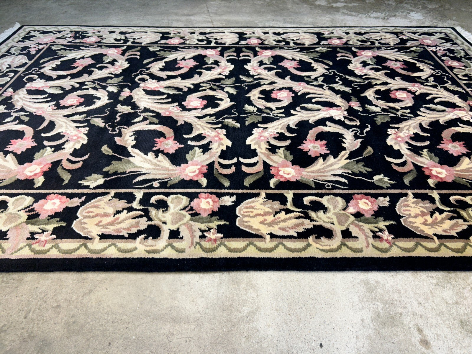 6'x9'2" Hand-Knotted 100% Wool Pile Indo-Tabati Carpet - Area Rug