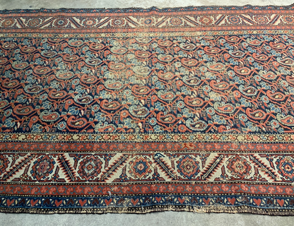 5'x11'2" Antique Hand-Knotted 100% Wool Pile Malayeri Runner Rug - Carpet