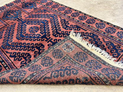 3'x4'6" Antique Hand-Knotted 100% Wool Pile Balouchi Rug