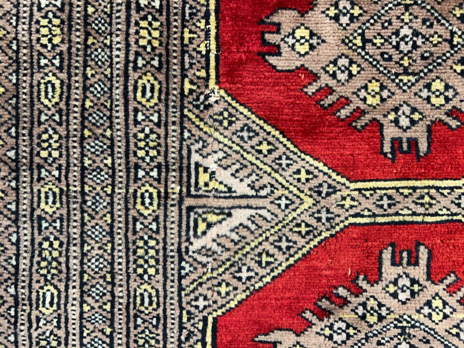 4'2"x6'4" Hand-Knotted 100% Wool Pile Bokhara Area Rug - Carpet