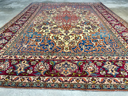 4'10"x6'7" Collector Antique Very Fine Hand-Knotted 100% Wool Isfahane Rug