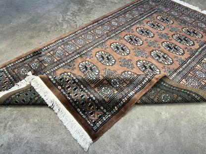 3'1"x5' Hand-Knotted 100% Wool Pile Bokhara Rug