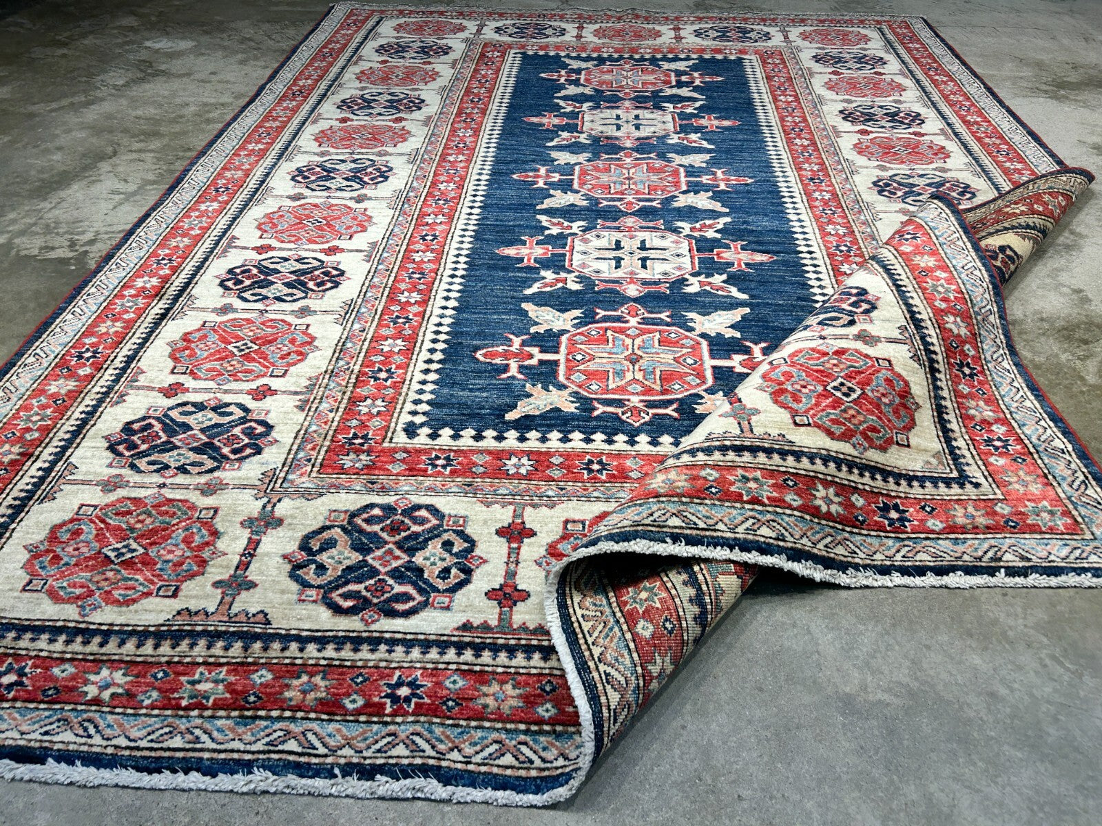 5'9"x8' Hand-Knotted 100% Wool Carpet - Kazak Area Rug