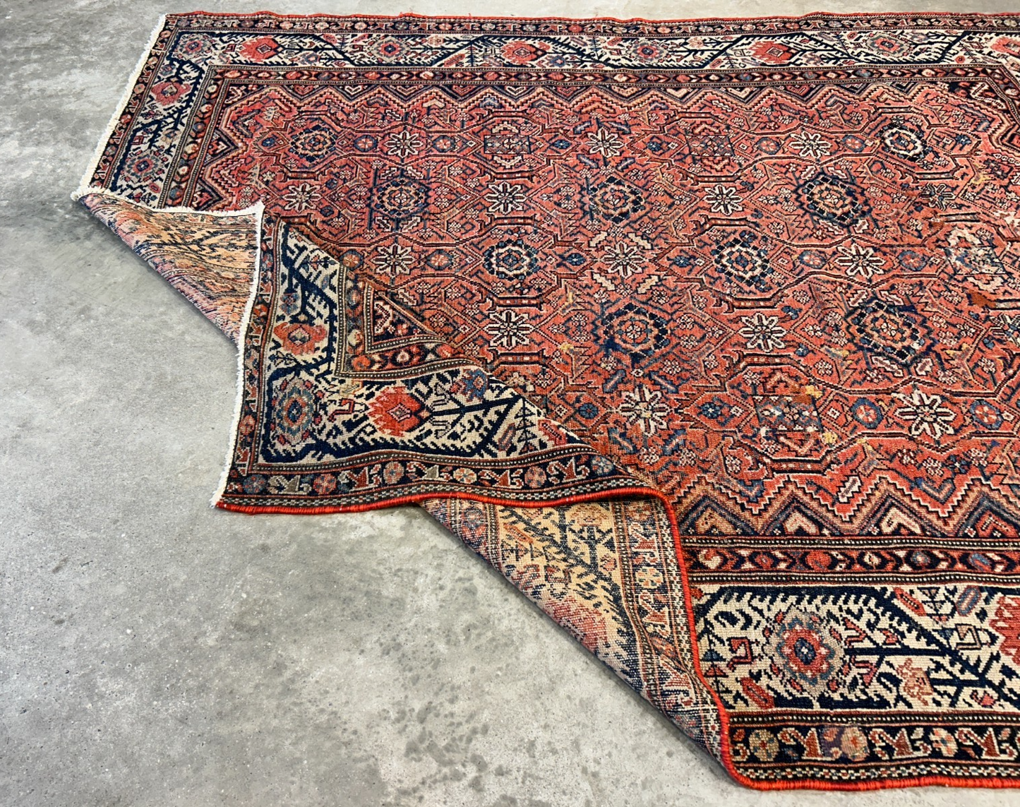 5'1"x6'1" Antique Hand-Knotted 100% Wool Pile Sennehe Area Rug - Carpet
