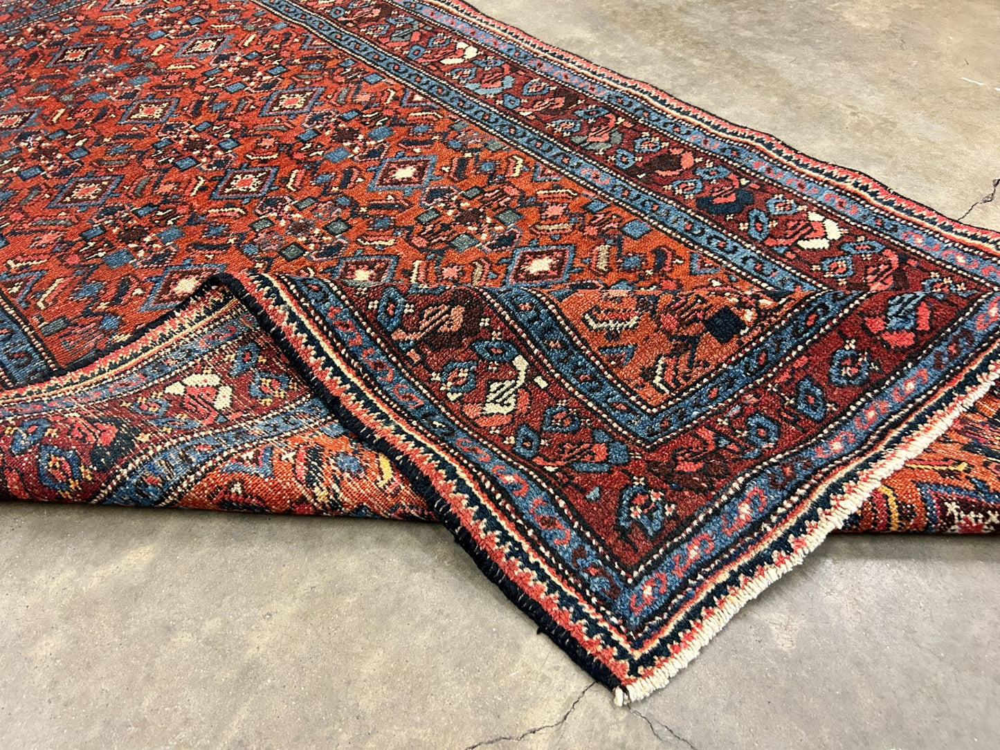 3'4"x6'2" Antique Hand-Knotted 100% Wool Pile Hamadane Area Rug - Carpet