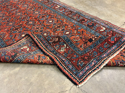 3'4"x6'2" Antique Hand-Knotted 100% Wool Pile Hamadane Area Rug - Carpet