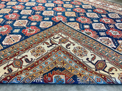 8'9"x11'11" Hand-Knotted 100% Wool Pile Kazak Design Carpet - Area Rug