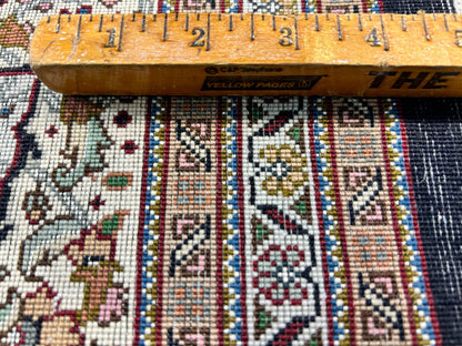 6'8"x10' Fine Hand-Knotted Wool & Silk Oriental Tabrize Rug - Area Carpet